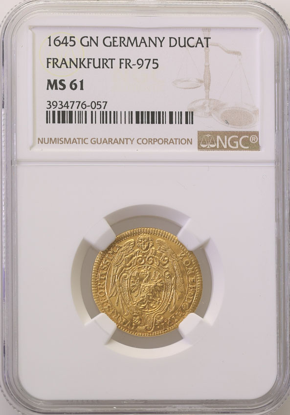 Niemcy, Frankfurt. Dukat (Engelsdukat) 1645 NGC MS61